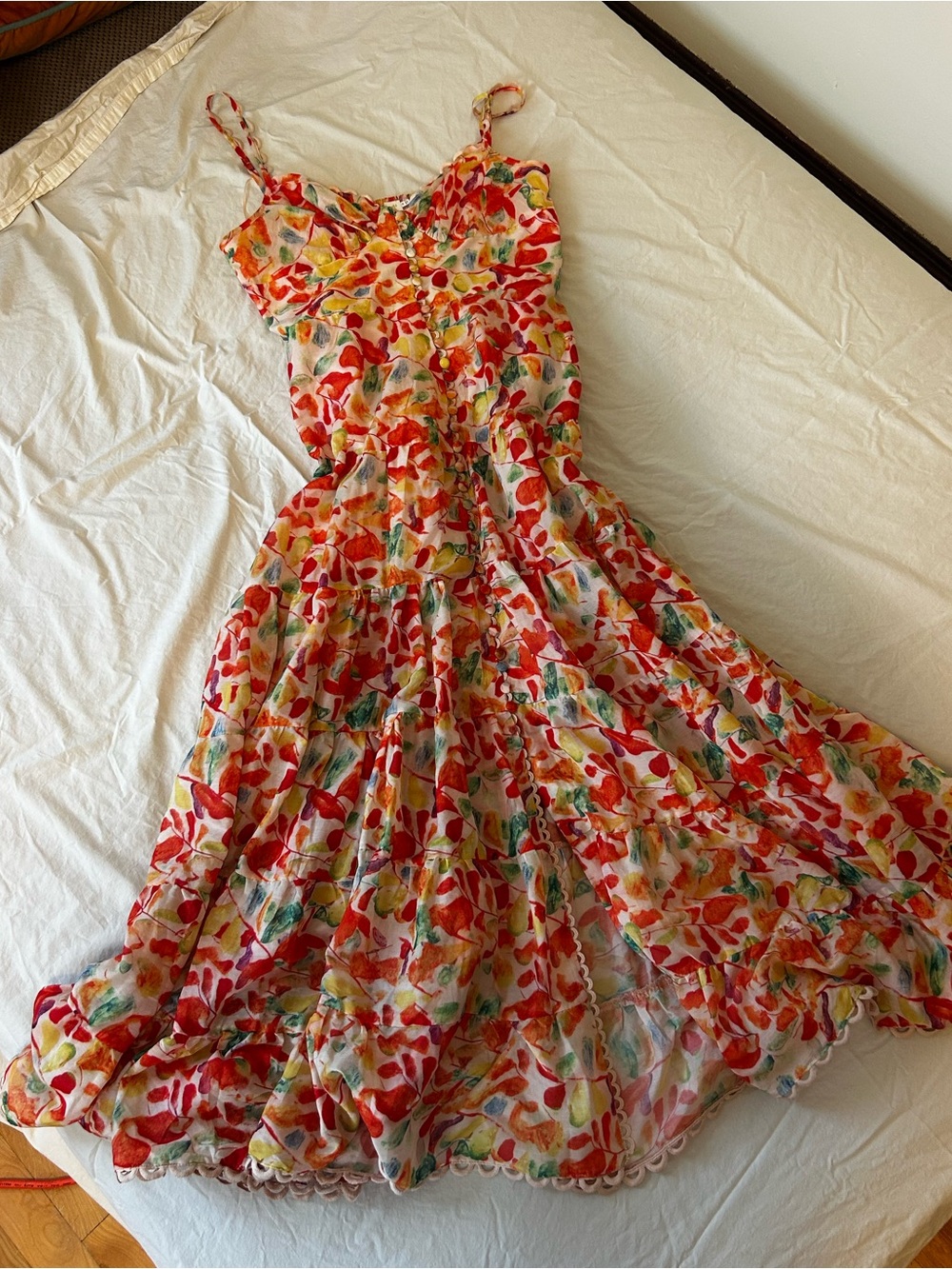 Astr Floral Tiered Maxi Skirt in Coral Multi - Picture 2 of 5